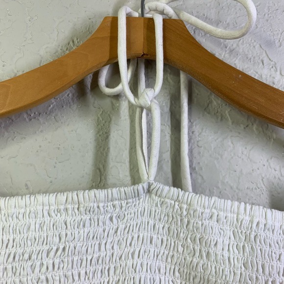 UNIVERSAL THREAD Smocked Tie Around Neck Bright White Crop Tube Top NWT‎ - Picture 5 of 9
